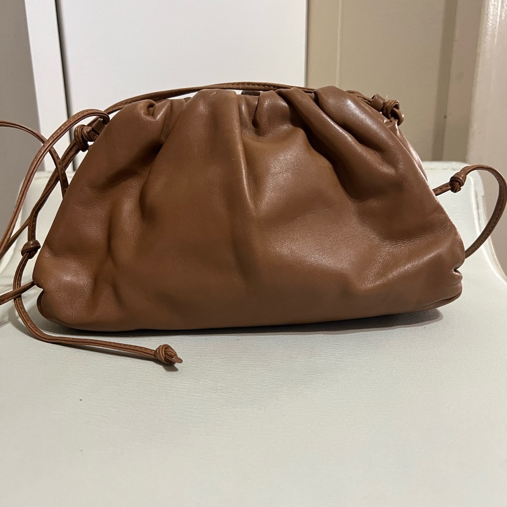 Bottega Veneta Brown Mini Clutch with Sculptural Ruched Design